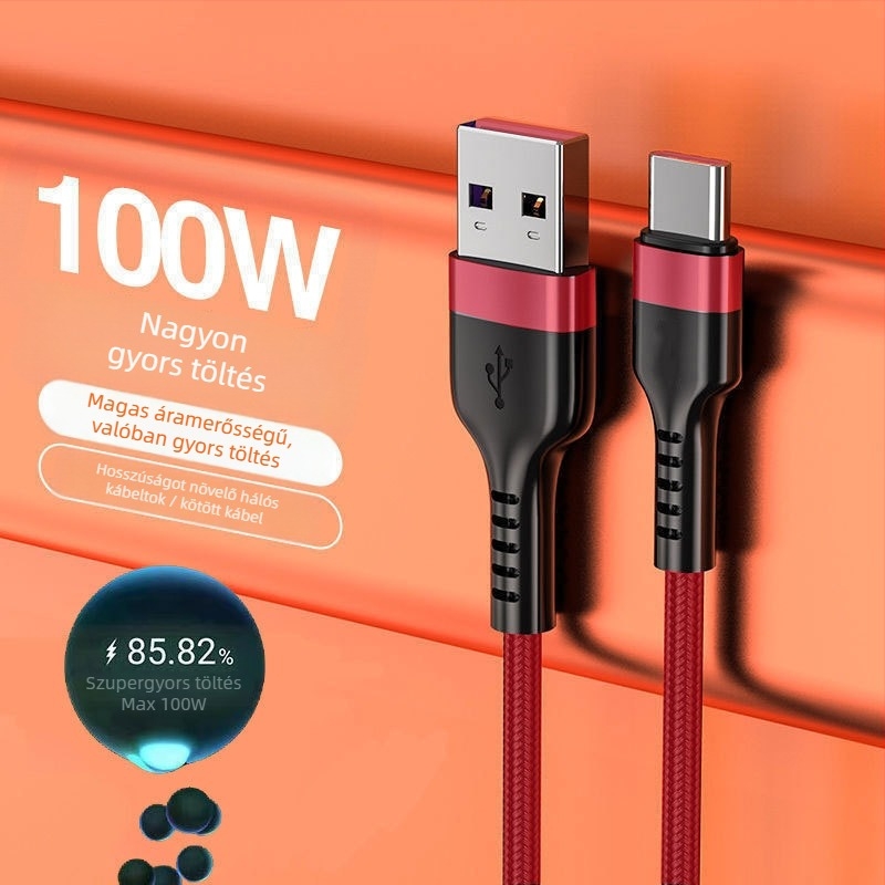 Kofi show USB-C töltőkábel – gyors töltés, alumíniumötvözet burkolat, 100W max teljesítmény, Type-C interfész, egyetlen csatlakozó