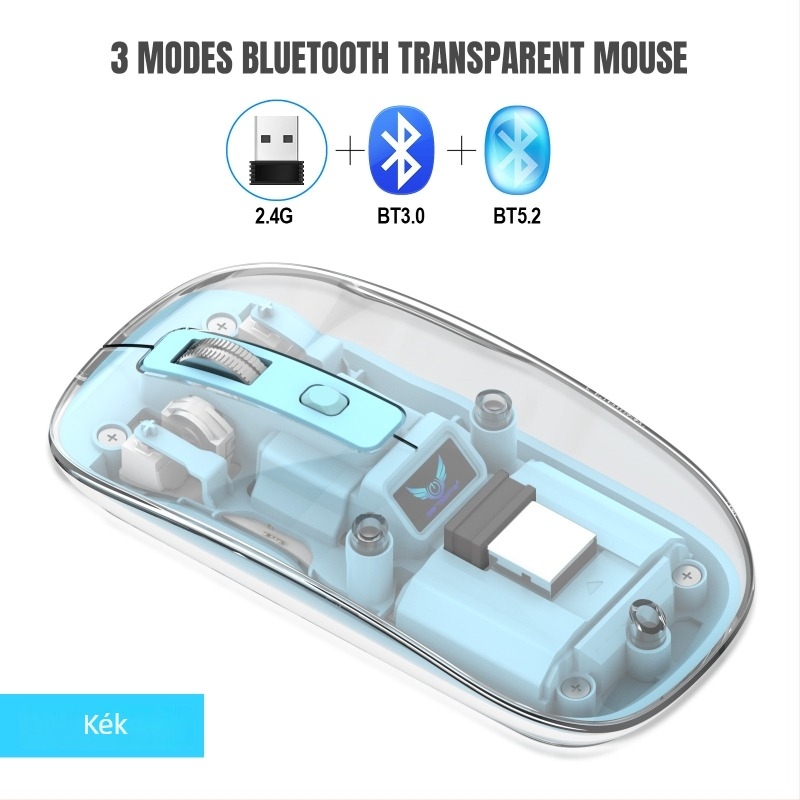 Vezeték nélküli egér T7 — 2400 DPI, 4 gomb, Bluetooth 2.4 GHz, 10 m hatótáv, újratölthető
