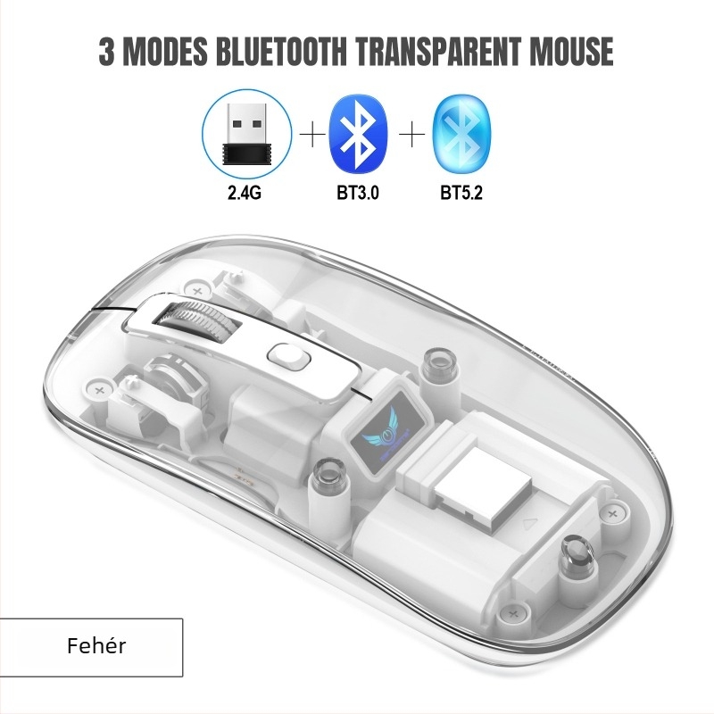 Vezeték nélküli egér T7 — 2400 DPI, 4 gomb, Bluetooth 2.4 GHz, 10 m hatótáv, újratölthető