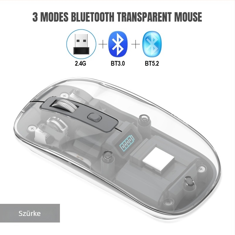 Vezeték nélküli egér T7 — 2400 DPI, 4 gomb, Bluetooth 2.4 GHz, 10 m hatótáv, újratölthető