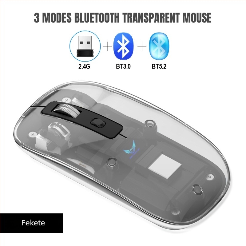 Vezeték nélküli egér T7 — 2400 DPI, 4 gomb, Bluetooth 2.4 GHz, 10 m hatótáv, újratölthető