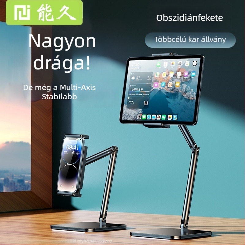 Tablettatartó konzolos kar ágyhoz, asztali selfie/streaming állvány, 1 kg, 2024 új modell