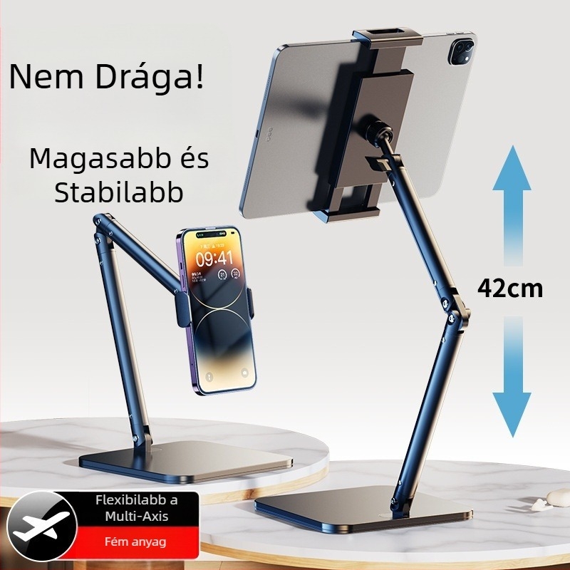 Tablettatartó konzolos kar ágyhoz, asztali selfie/streaming állvány, 1 kg, 2024 új modell