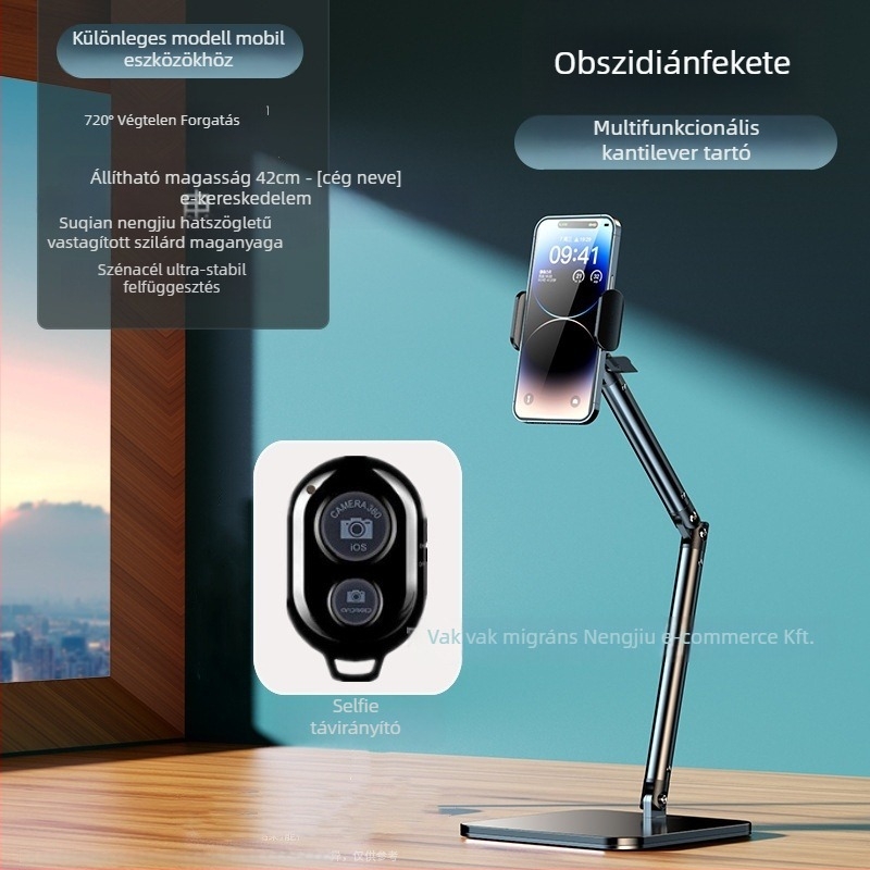 Tablettatartó konzolos kar ágyhoz, asztali selfie/streaming állvány, 1 kg, 2024 új modell