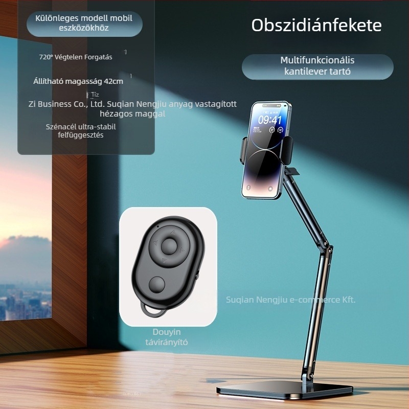 Tablettatartó konzolos kar ágyhoz, asztali selfie/streaming állvány, 1 kg, 2024 új modell