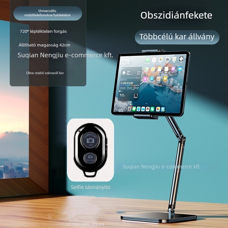 Tablettatartó konzolos kar ágyhoz, asztali selfie/streaming állvány, 1 kg, 2024 új modell