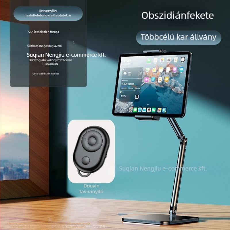 Tablettatartó konzolos kar ágyhoz, asztali selfie/streaming állvány, 1 kg, 2024 új modell