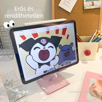 Asztali telefon- és tabletatartó – akril, átlátszó, összecsukható, testreszabható, univerzális
