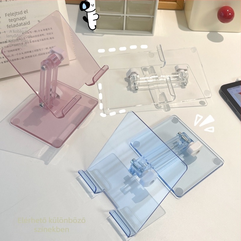 Asztali telefon- és tabletatartó – akril, átlátszó, összecsukható, testreszabható, univerzális
