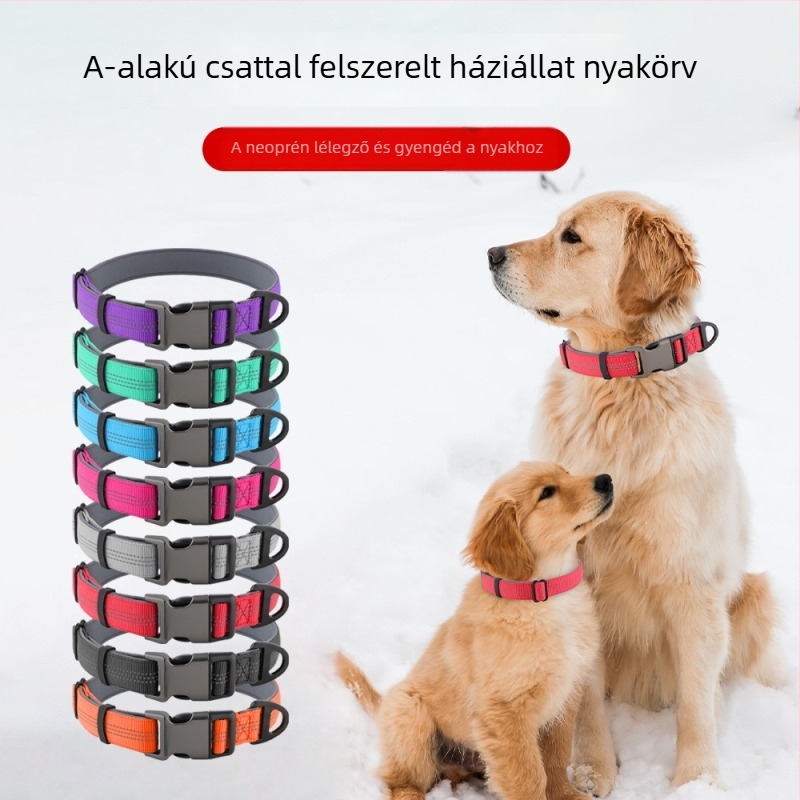 Neoprén kutyanyakörv, állítható, anti-fulladás, fényvisszaverő, INS stílus