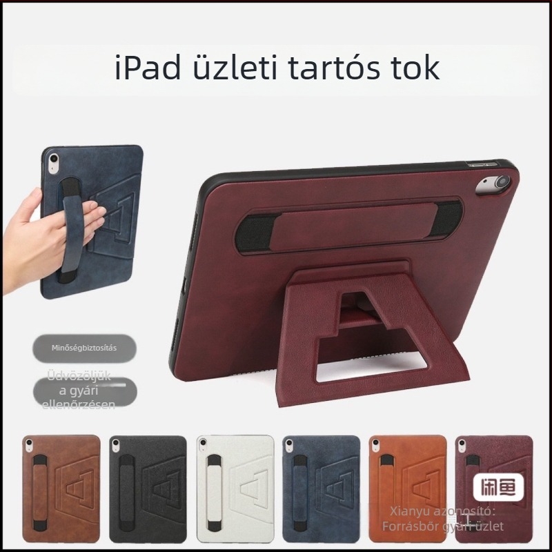 Bőrtok Apple iPad 10. generációjához, 10,9 hüvelyk, üzleti stílus, ütésálló, állvánnyal és kétoldalas kéztámasz
