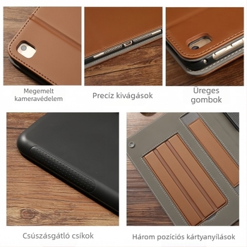Műbőr védőtok Apple iPad Pro 11 és 10,2/10,9 hüvelykes táblagépekhez, Air7 állvánnyal és kártyatartó rekesszel