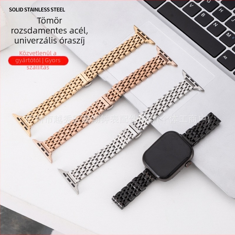 Női rozsdamentes acél Apple Watch szíj hét gyöngyös dizájnnal