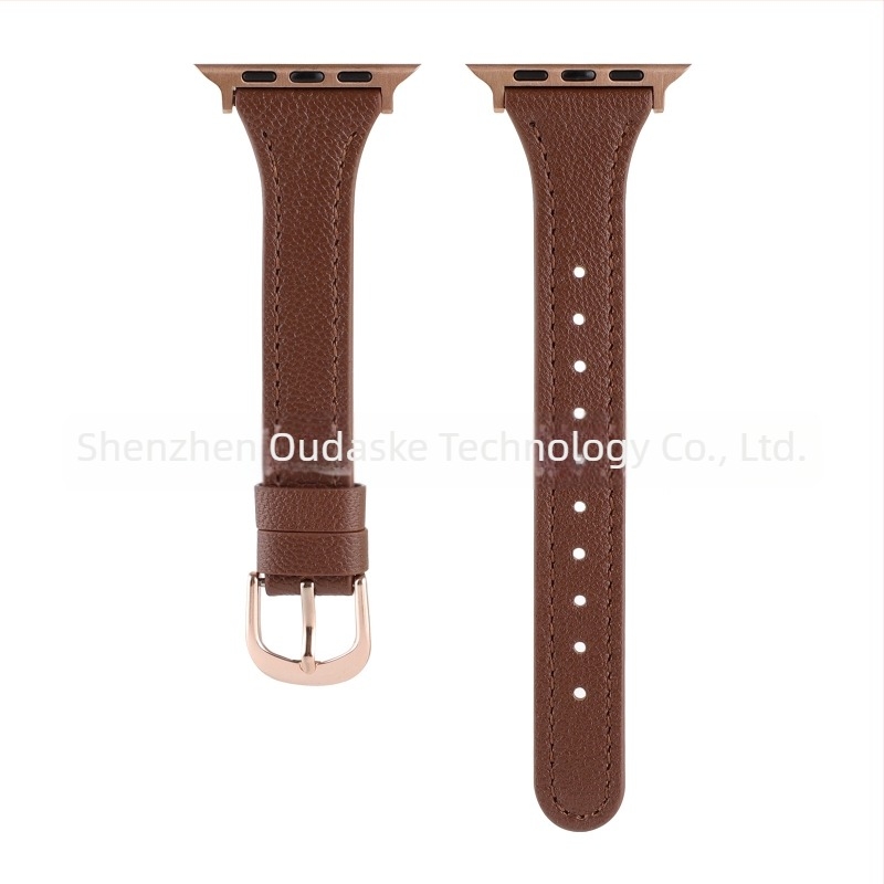 Apple Watch szíj természetes bőrből, lychee textúrával, karcsú dizájn, kompatibilis a Series 4–8 és SE modelljeivel
