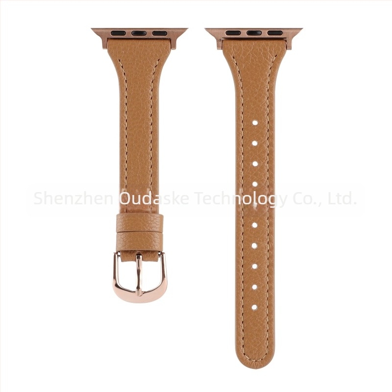 Apple Watch szíj természetes bőrből, lychee textúrával, karcsú dizájn, kompatibilis a Series 4–8 és SE modelljeivel