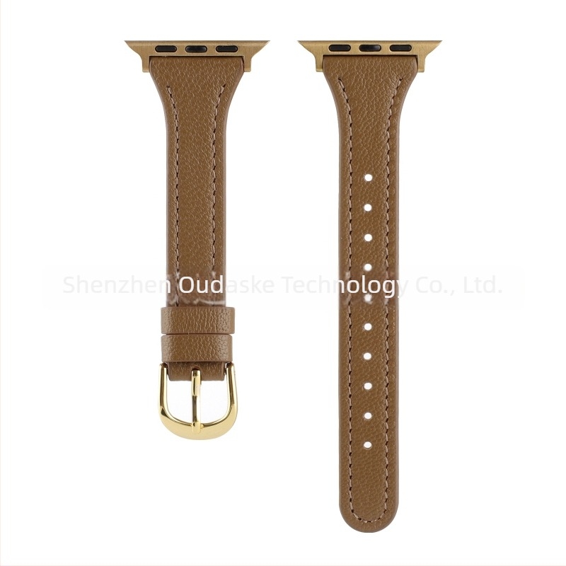 Apple Watch szíj természetes bőrből, lychee textúrával, karcsú dizájn, kompatibilis a Series 4–8 és SE modelljeivel