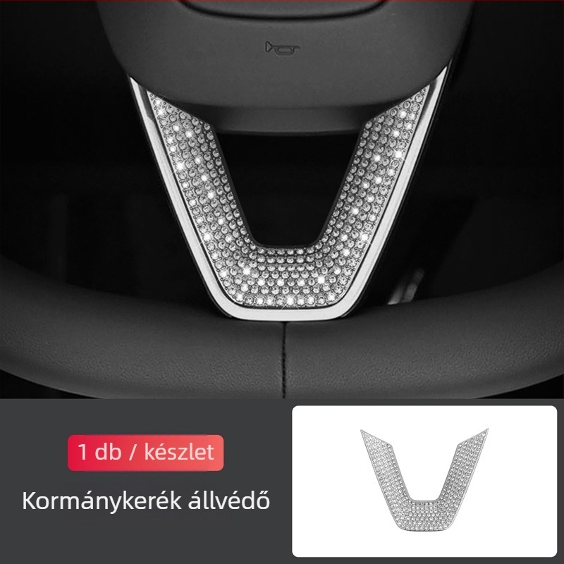 Yarisland Tesla belső gyémánt matrica középkonzol pohártartó és ablakpanelhez – cink ötvözet + strasszkövek, testreszabható, kompatibil Model 3, Model X és Model S