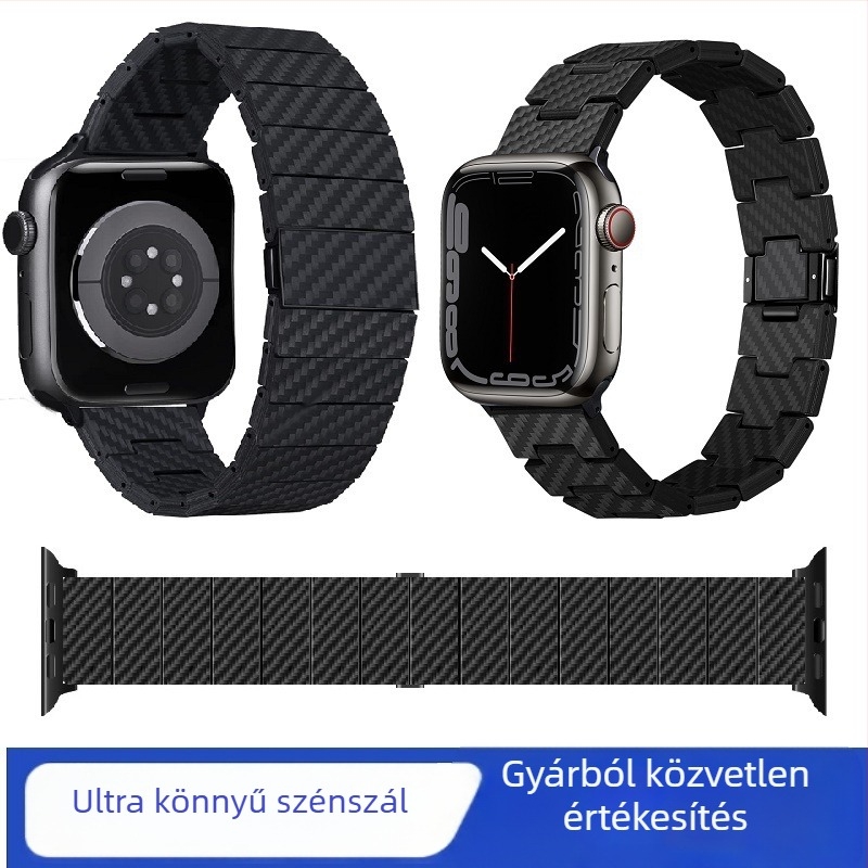 Szénszálas Apple Watch szíj – Kompatibil Series 3-8 és SE-vel, Divatos