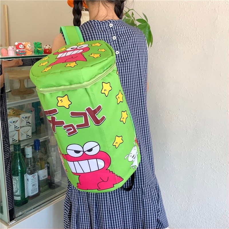Új aranyos iskolatáska Shin-Chan motívummal és krokodil doboz dizájnnal, nagy kapacitású 3D vödör hátizsák