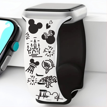 Apple Watch szilikon óraszíj kastély gravírozott park-stílusú dizájnnal és pillangócsattal