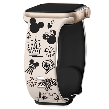 Apple Watch szilikon óraszíj kastély gravírozott park-stílusú dizájnnal és pillangócsattal
