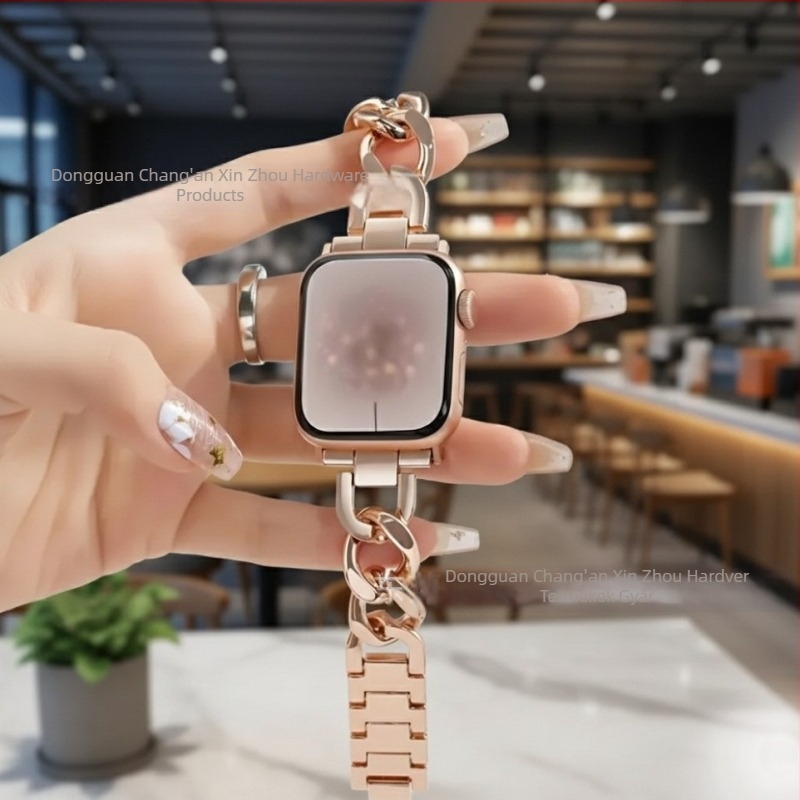 Apple Watch-hoz való fém karkötő, Chanel-stílus, watch89-kompatibilis, 654321 Generáció S, elegáns női karkötő