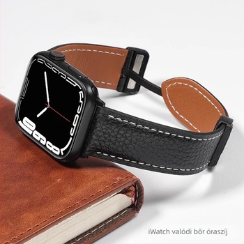Lychee-textúrájú bőrszíj mágneses csattal Apple Watch S10-hez