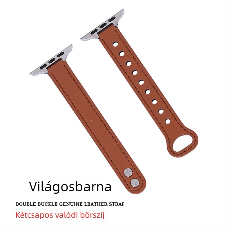 Valódi bőrből készült Apple Watch szíj dupla csattal, divatos dizájn, kompatibilis az Apple Watch-hoz