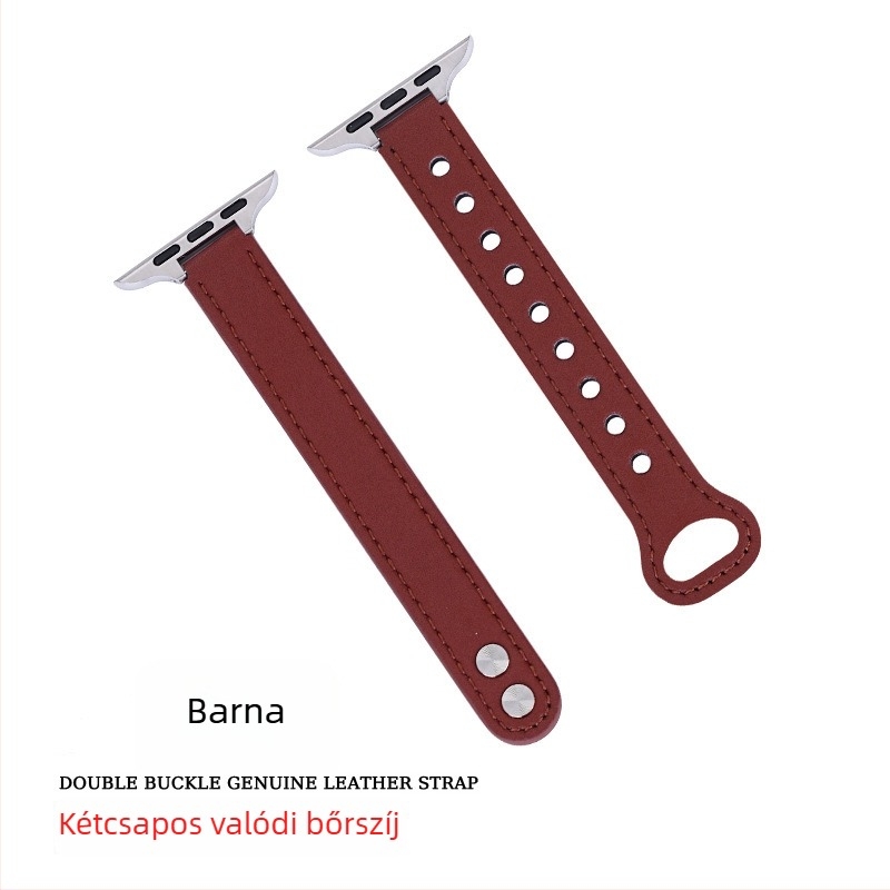 Valódi bőrből készült Apple Watch szíj dupla csattal, divatos dizájn, kompatibilis az Apple Watch-hoz