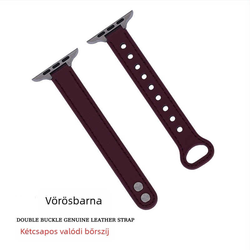 Valódi bőrből készült Apple Watch szíj dupla csattal, divatos dizájn, kompatibilis az Apple Watch-hoz