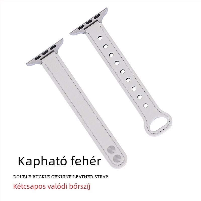 Valódi bőrből készült Apple Watch szíj dupla csattal, divatos dizájn, kompatibilis az Apple Watch-hoz