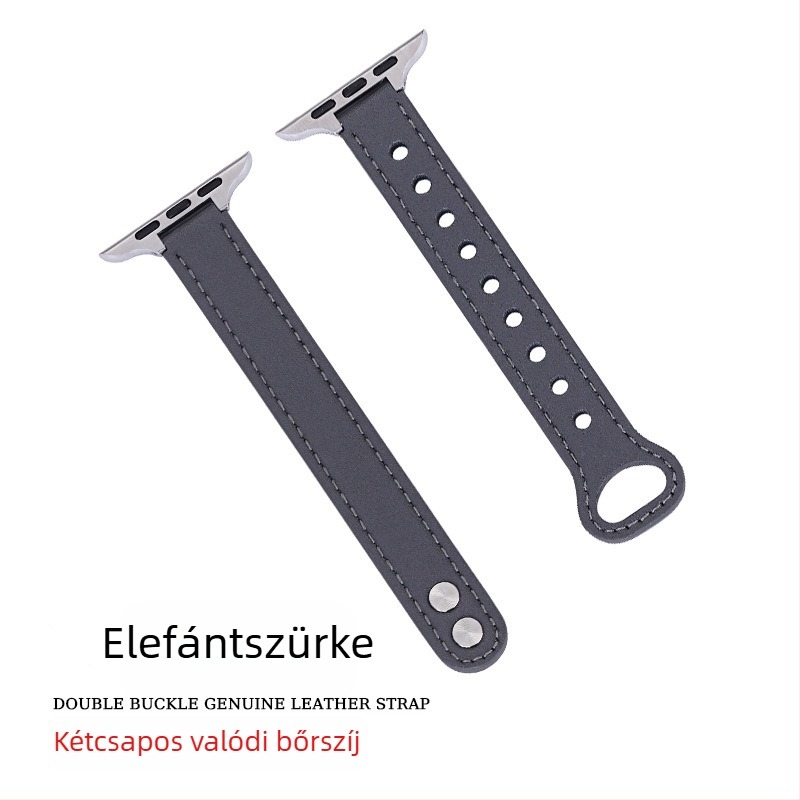 Valódi bőrből készült Apple Watch szíj dupla csattal, divatos dizájn, kompatibilis az Apple Watch-hoz