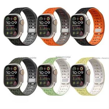 Apple Watch 10/9/8/7 szilikon mágneses csuklópánt, légáteresztő sportos stílus