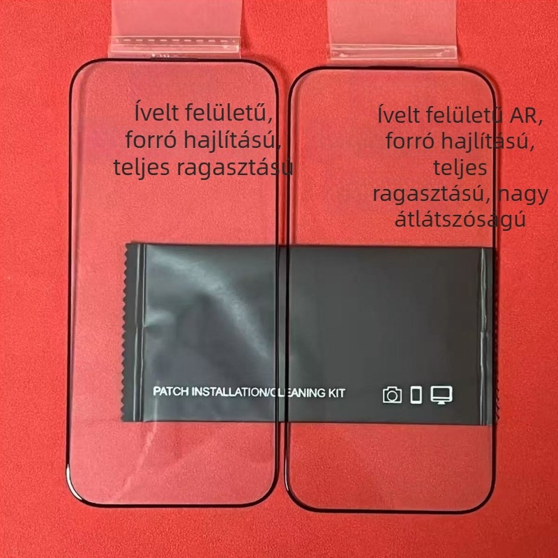 iPhone 17 Pro 3D görbe AR tükröződésmentes kijelzővédő edzett üvegből, teljes ragasztással, nagy átlátszóságú, iPhone 17/16-hoz