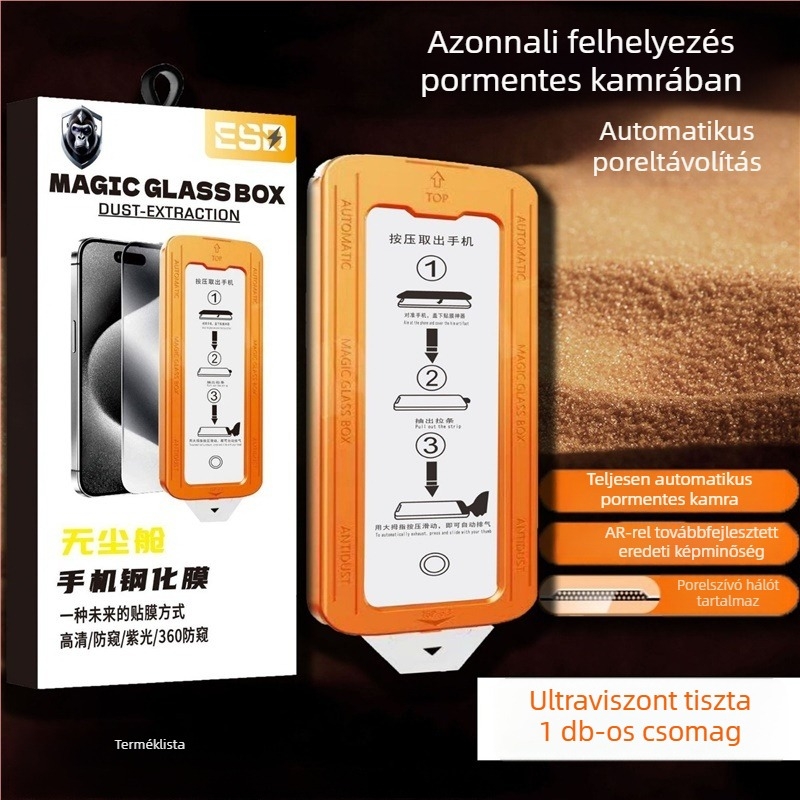 iPhone 14 Pro Maxhez: Lila fényű szemvédő edzett üveg – teljes képernyős adatvédelmi képernyővédő