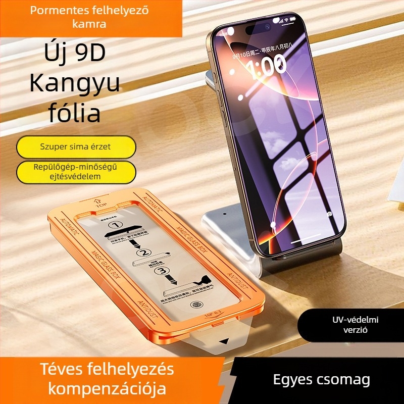 iPhone 14 Pro Maxhez: Lila fényű szemvédő edzett üveg – teljes képernyős adatvédelmi képernyővédő