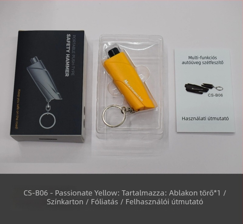 Smarlan Autóablak Törő – Mini Biztonsági Kalapács Beépített Vágóval, Műanyag, 50 g, Testreszabható