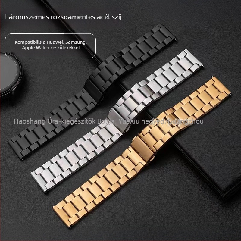 Három gyöngyös rozsdamentes acél szíj Apple Watch-hoz, Samsung és Huawei GT3-kompatibil