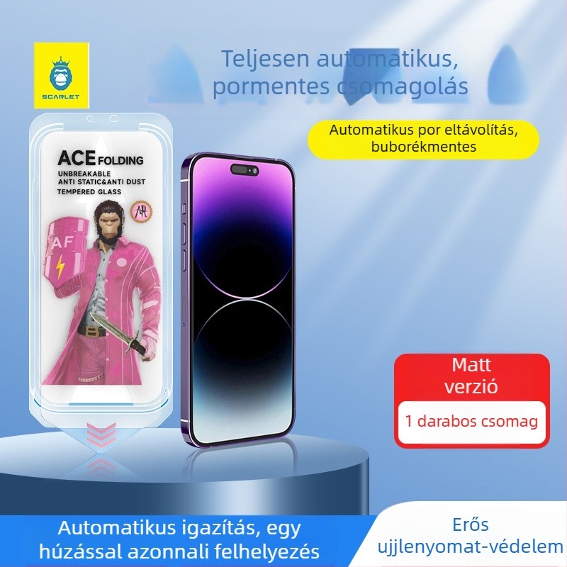 Gorilla edzett üveg kijelzővédő iPhone 16 Pro-hoz, anti-ujjlenyomat, adatvédelmi funkció, matt felület iPhone 15 és 13 Pro-hoz