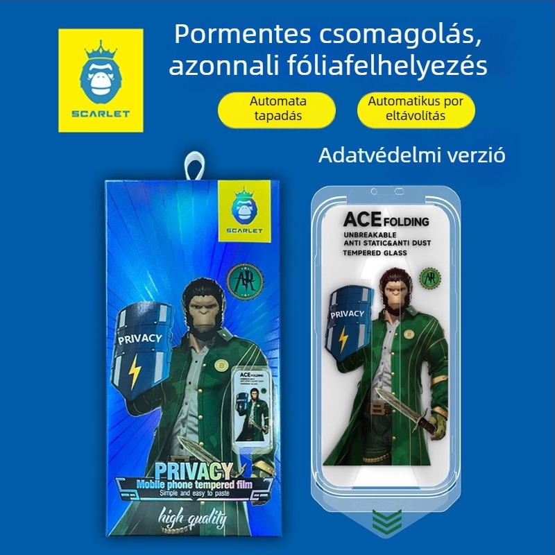 Gorilla edzett üveg kijelzővédő iPhone 16 Pro-hoz, anti-ujjlenyomat, adatvédelmi funkció, matt felület iPhone 15 és 13 Pro-hoz