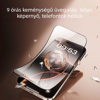 Edzett üveg kijelzővédő iPhone 14 Pro Max-hoz, anti-peep védelem, teljes képernyő, porálló