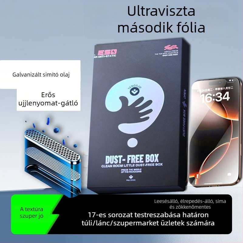 Edzett üveg kijelzővédő iPhone 14 Pro Max-hoz, anti-peep védelem, teljes képernyő, porálló