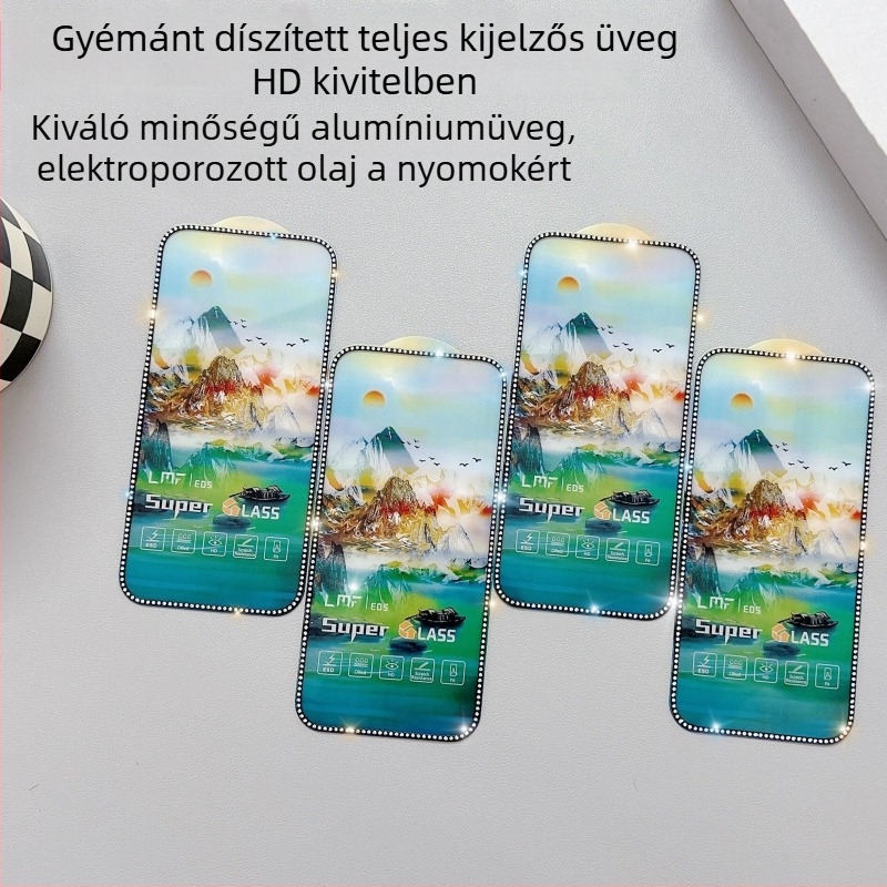 Gyémánttal bevont edzett üveg kijelzővédő iPhone 14 Pro Maxhez – HD, Anti-ujjlenyomat, Anti-kémlelő, Teljes képernyő