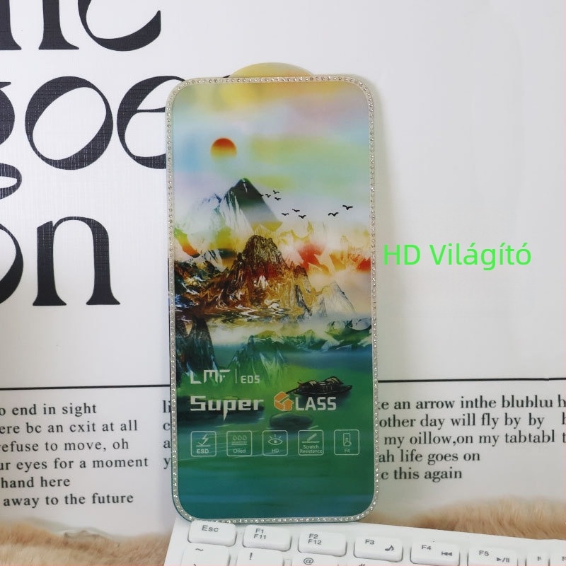 Gyémánttal bevont edzett üveg kijelzővédő iPhone 14 Pro Maxhez – HD, Anti-ujjlenyomat, Anti-kémlelő, Teljes képernyő