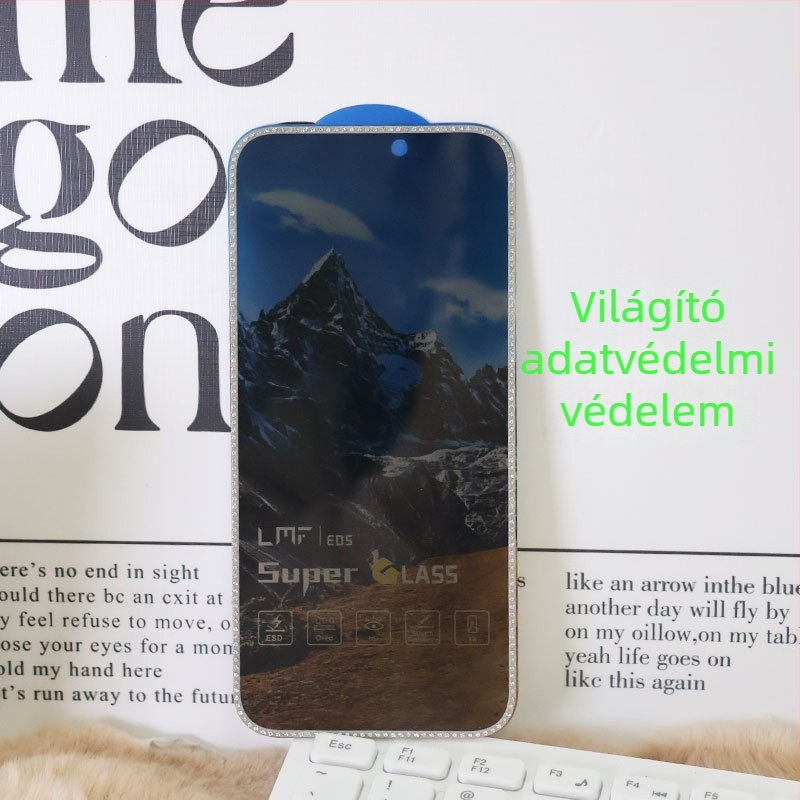 Gyémánttal bevont edzett üveg kijelzővédő iPhone 14 Pro Maxhez – HD, Anti-ujjlenyomat, Anti-kémlelő, Teljes képernyő