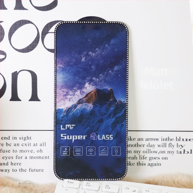 Gyémánttal bevont edzett üveg kijelzővédő iPhone 14 Pro Maxhez – HD, Anti-ujjlenyomat, Anti-kémlelő, Teljes képernyő