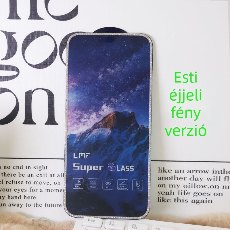 Gyémánttal bevont edzett üveg kijelzővédő iPhone 14 Pro Maxhez – HD, Anti-ujjlenyomat, Anti-kémlelő, Teljes képernyő
