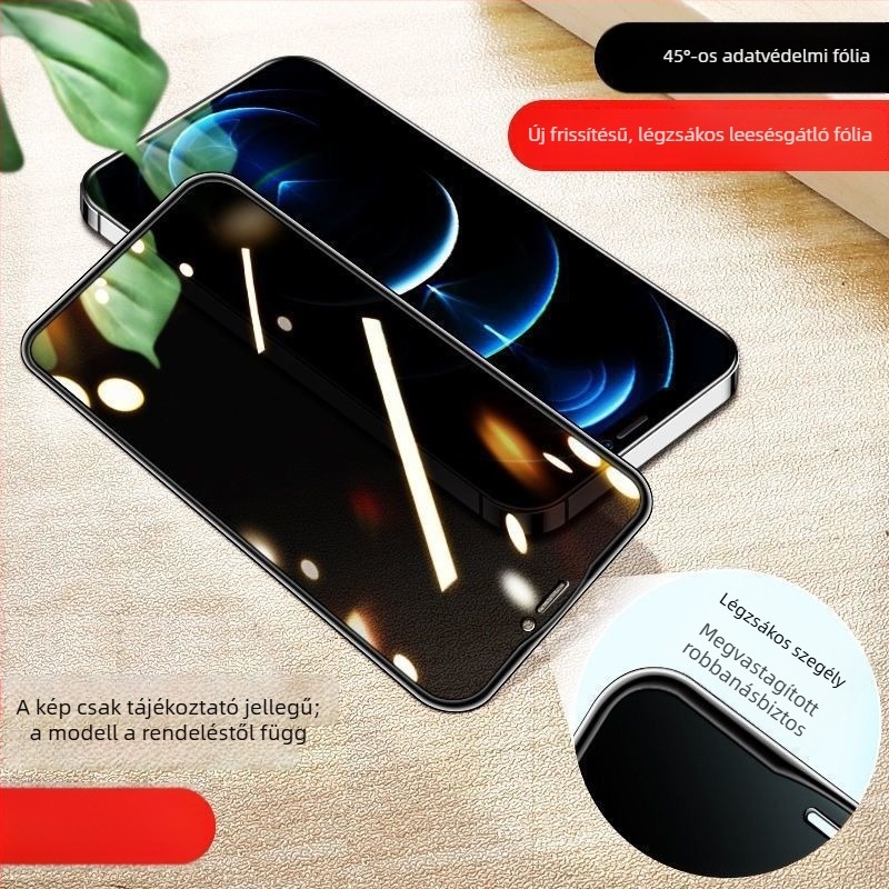 Anti-peep funkcióval és teljes lefedettséggel rendelkező üveg kijelzővédő iPhone X/XR/XS Max és 12/11 Pro modellekhez – HD