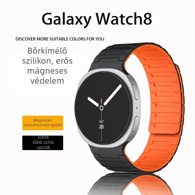 Szilikon mágneses óraszíj Samsung Galaxy Watch 8 Classic – 27,5 g; Anyag: szilikon; Csat: mágnes; Interfész méretek: testreszabhatóak