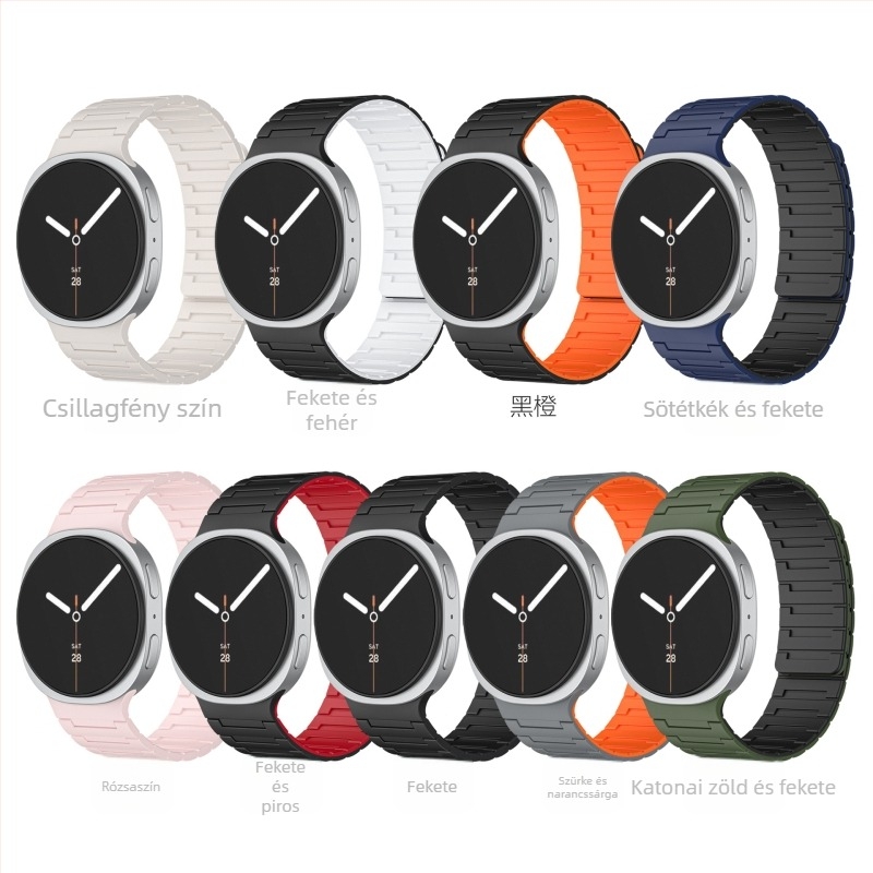 Szilikon mágneses óraszíj Samsung Galaxy Watch 8 Classic – 27,5 g; Anyag: szilikon; Csat: mágnes; Interfész méretek: testreszabhatóak
